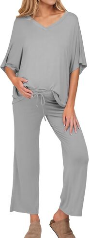 SEAUR Maternity 2 Piece Set Women‘S Comfy Lounge Set Summer Top and Pants Outfits Pregnancy Postpartum Travel Mama Clother in Saudi Arabia