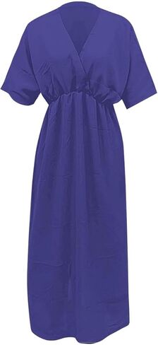 Women's Solid Color High Waist Slit Dress Holiday Beach Split Maxi Dresses Swimsuit Cover Up Flowy Midi Dress in Kuwait