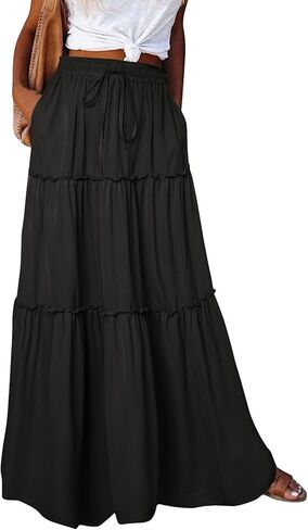 Women Skirt High WAIS Flowy Maxi Skirt Bohemian A-Line Tube Dress Floral Print Casual Smocked 2025 Summer Skirts in Saudi Arabia
