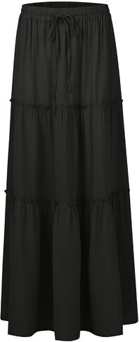 Women Skirt High WAIS Flowy Maxi Skirt Bohemian A-Line Tube Dress Floral Print Casual Smocked 2025 Summer Skirts in Saudi Arabia