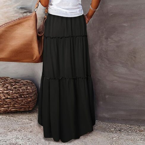 Women Skirt High WAIS Flowy Maxi Skirt Bohemian A-Line Tube Dress Floral Print Casual Smocked 2025 Summer Skirts in Saudi Arabia
