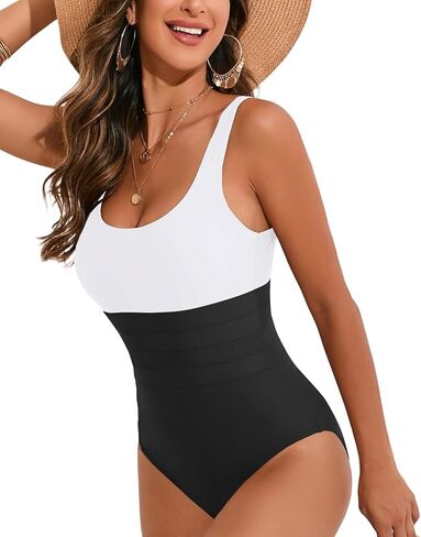 Cromi One Piece Bathing Suit for Women Tummy Control Swimsuit Scoop Neck Square Back Monokini in Kuwait