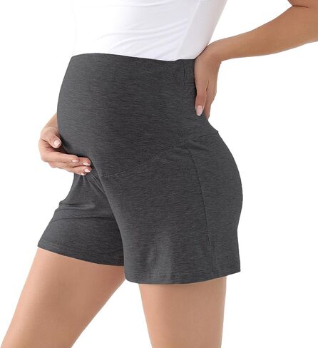 Maternity Shorts for Women Over The Belly Soft Comfy Stretchy Summer Lounge Pajama Pregnancy Shorts in Kuwait