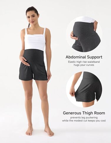 Maternity Shorts for Women Over The Belly Soft Comfy Stretchy Summer Lounge Pajama Pregnancy Shorts in Kuwait