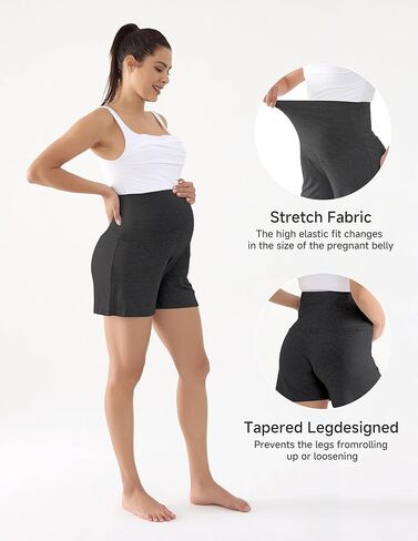 Maternity Shorts for Women Over The Belly Soft Comfy Stretchy Summer Lounge Pajama Pregnancy Shorts in Kuwait