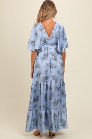PinkBlush Floral Deep V-Neck Maternity Maxi Dress in Saudi Arabia