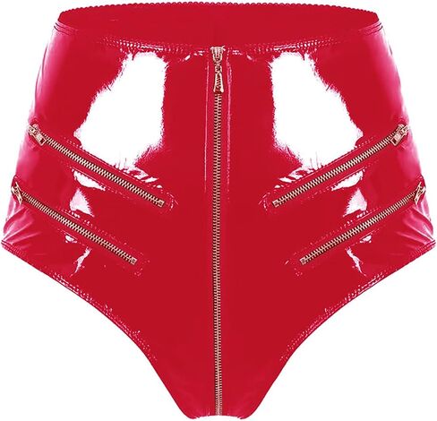 High Gloss PVC Leather Sexy Open File Shaping Zipper High Waist Sexy Shorts Womens Sexy Lingerie in Kuwait