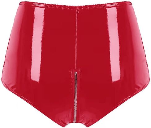 High Gloss PVC Leather Sexy Open File Shaping Zipper High Waist Sexy Shorts Womens Sexy Lingerie in Kuwait