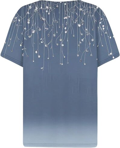 Tops for Women Trendy Henley V Neck Pullover Printed Vacation Tops Button Down Comfy Tees Trendy Tunics T Shirt in Kuwait