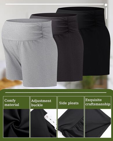 3 Pack Women's Maternity Shorts Comfy Stretchy Pregnancy Shorts Lounge Pajama Workout Summer Maternity Clothes in Saudi Arabia