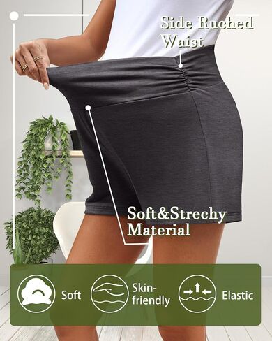 3 Pack Women's Maternity Shorts Comfy Stretchy Pregnancy Shorts Lounge Pajama Workout Summer Maternity Clothes in Saudi Arabia