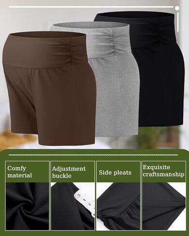 3 Pack Women's Maternity Shorts Comfy Stretchy Pregnancy Shorts Lounge Pajama Workout Summer Maternity Clothes in Saudi Arabia