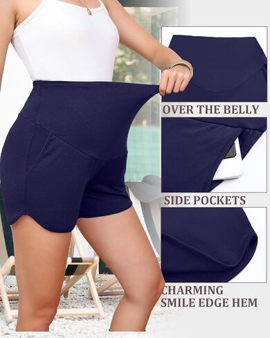 3 Pack Women's Maternity Shorts Over Belly Pregnancy Lounge Workout Running Casual Pajama with Pockets in Saudi Arabia