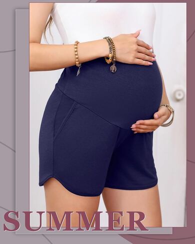 3 Pack Women's Maternity Shorts Over Belly Pregnancy Lounge Workout Running Casual Pajama with Pockets in Saudi Arabia