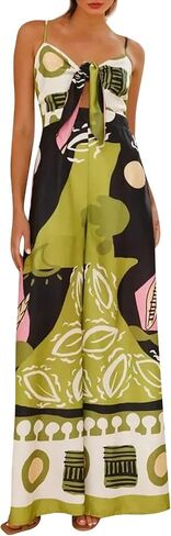 Women Dresses 2025 Cute Print Maxi Cami Dresses Sleeveless Casual Spaghetti Strap Graffiti Dress Vacation Dresses in Saudi Arabia