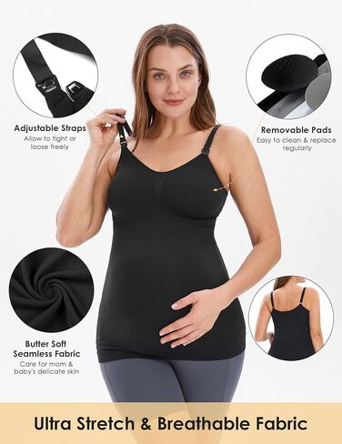 HOFISH Support Nursing Tank Tops for Breastfeeding, Comfort Stretch Maternity Camisoles in Saudi Arabia