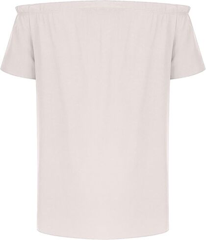 Women's Off Shoulder Ruffle Trim Shirt Short Sleeve Blouse Party Tops Shirt Casual Loose Fit Summer Tops in Kuwait