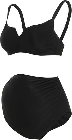 Maternity Swimsuit for Women Two Piece Bikini Set Bandeau Top Low Rise Bottom Bathing Suits Trendy Pregnancy Swimwear in Saudi Arabia