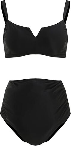 Maternity Swimsuit for Women Two Piece Bikini Set Bandeau Top Low Rise Bottom Bathing Suits Trendy Pregnancy Swimwear in Saudi Arabia