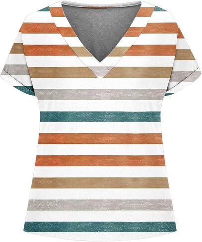 Womens Summer Tops Short Dolman Sleeve Shirts 2025 Fashion V Neck Outfits Clothes Fashion Stripes Print Blouse in Saudi Arabia