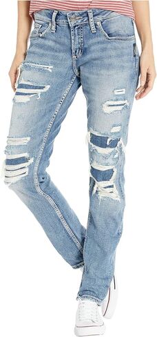 Silver Jeans Co. Women's Boyfriend Mid Rise Slim Leg Jeans-Legacy in Saudi Arabia