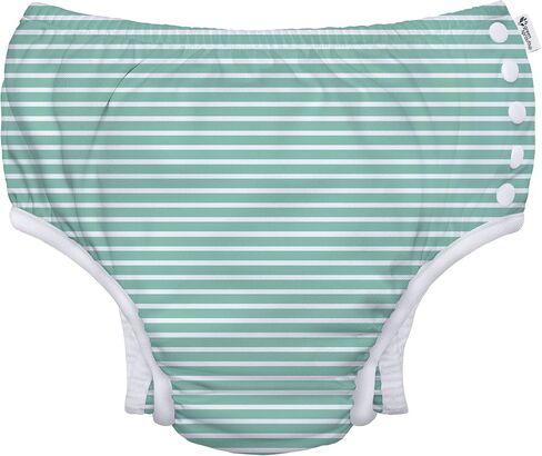 green sprouts Baby Toddler Eco Snap Swim Diaper - Mint Stripes - 4T in Kuwait