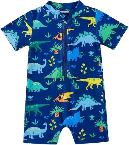 Baby Swimsuit Boy Infant One Piece Rash Guard Bathing Suit Short Sleeve Zipper Toddler Summer Beach Swimwear 0-3 Years in Saudi Arabia