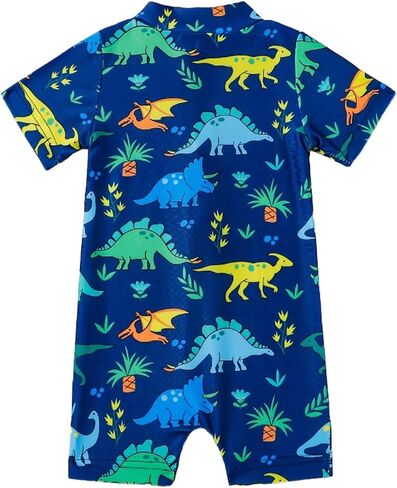 Baby Swimsuit Boy Infant One Piece Rash Guard Bathing Suit Short Sleeve Zipper Toddler Summer Beach Swimwear 0-3 Years in Saudi Arabia