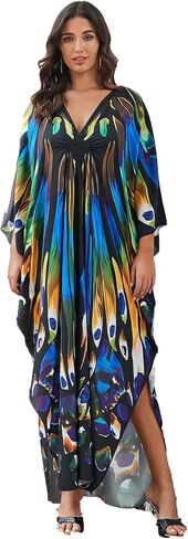 Printed Satin Silk Casual Wear Kaftan for Women,Boat Neck Silk Caftan Dress, Kaftan for Woman,Maxi Long Dress Gift for Kaftan in Saudi Arabia