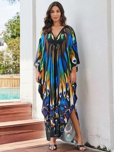 Printed Satin Silk Casual Wear Kaftan for Women,Boat Neck Silk Caftan Dress, Kaftan for Woman,Maxi Long Dress Gift for Kaftan in Saudi Arabia