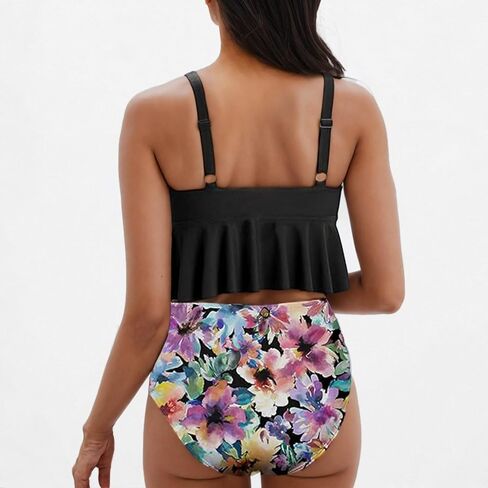 Womens Tankini Set Tropical Hawaii High Waisted Bikini Bathing Suits 2 Piece Swim Tank Top with Boy Shorts Swimsuits in Saudi Arabia
