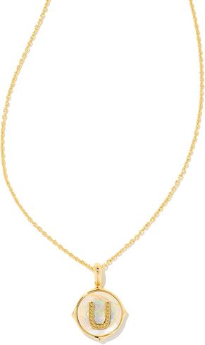 كيندرا سكوت حرف L 14k مطلية بالذهب قرص نحاسي قلادة ذات وجهين في أذن البحر قزحي الألوان، مجوهرات الأزياء للنساء in Kuwait