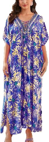 JASCLS 2025 Women's Plus Size Beach Lounge Maxi Dress Swimwear Cover up for Women in Kuwait