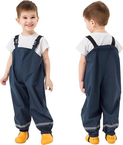 Fewlby Kids Rain Bib Pants, Toddlers Waterproof Suspender Dirty Proof Rain Wear for Boys and Girls in Saudi Arabia