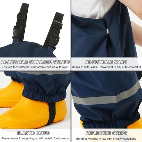 Fewlby Kids Rain Bib Pants, Toddlers Waterproof Suspender Dirty Proof Rain Wear for Boys and Girls in Saudi Arabia