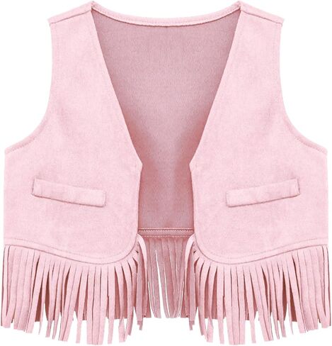 Fringe Vest Baby Faux Suede Open-Front Vintage Tassel Vest Coat Hippie Western Cowboy Cowgirl Jacket in Kuwait