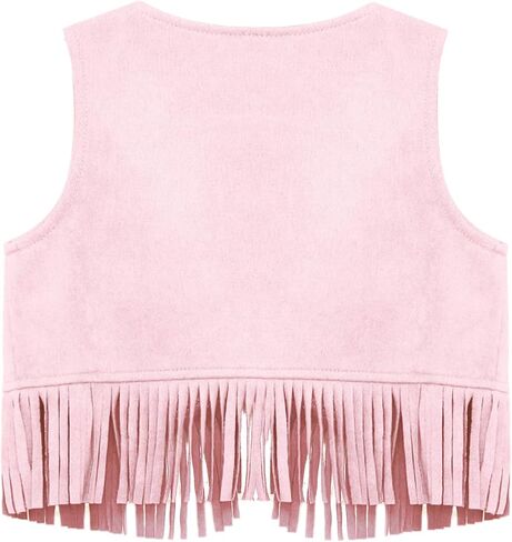 Fringe Vest Baby Faux Suede Open-Front Vintage Tassel Vest Coat Hippie Western Cowboy Cowgirl Jacket in Kuwait