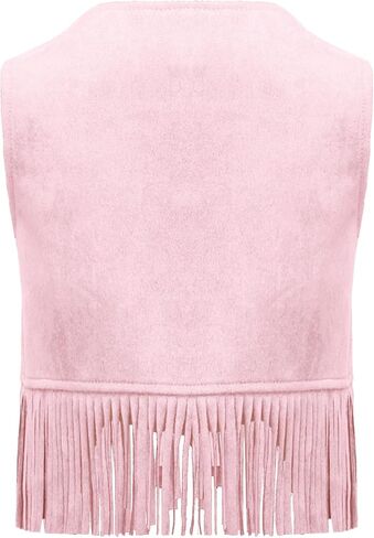 Fringe Vest Baby Faux Suede Open-Front Vintage Tassel Vest Coat Hippie Western Cowboy Cowgirl Jacket in Kuwait