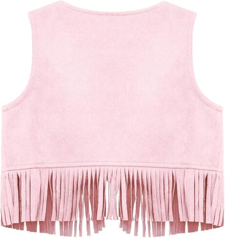 Moily Baby Boys Girls Western Cowboy Cowgirl Vest Sleeveless Open Front Tassel Fringe Waistcoat Outerwear Top in Kuwait
