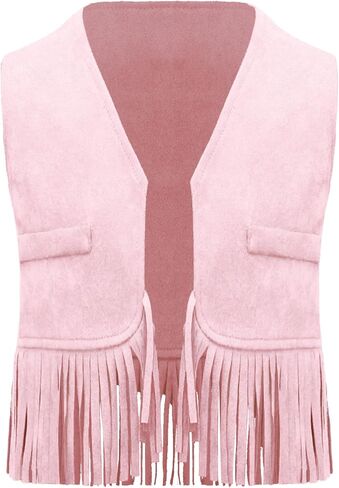 Moily Baby Boys Girls Western Cowboy Cowgirl Vest Sleeveless Open Front Tassel Fringe Waistcoat Outerwear Top in Kuwait