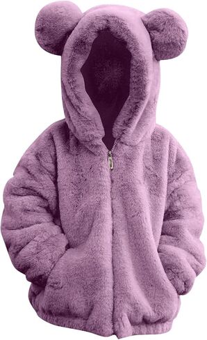 kids girl's zip up fuzzy fleece stacke لطيف Teddy Catt in Kuwait