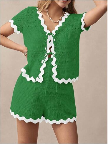 MakeMeChic Women's Maternity 2 Piece Outfits Summer V Neck Short Sleeve Tee Top and Shorts Set in Saudi Arabia