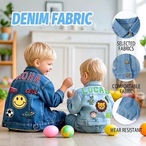Personalized Boys Denim Jacket with Names, Custom 1-14 Years Old Boys Brithday Gifts, Outerwear Jackets for Toddlers in Saudi Arabia