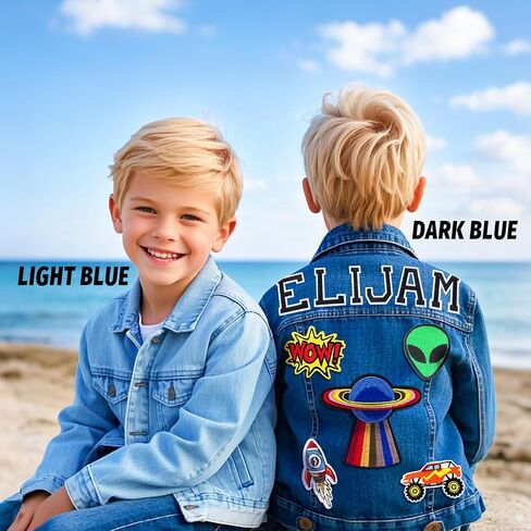Personalized Boys Denim Jacket with Names, Custom 1-14 Years Old Boys Brithday Gifts, Outerwear Jackets for Toddlers in Saudi Arabia