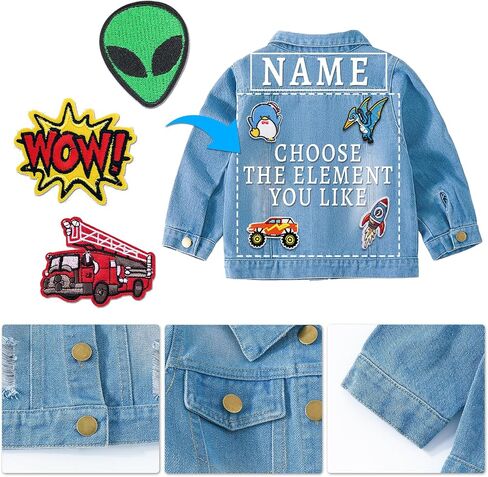 Personalized Boys Denim Jacket with Names, Custom 1-14 Years Old Boys Brithday Gifts, Outerwear Jackets for Toddlers in Saudi Arabia