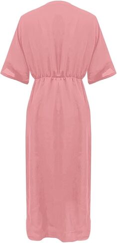 Women's Solid Color High Waist Slit Dress Holiday Beach Split Maxi Dresses Swimsuit Cover Up Flowy Midi Dress in Kuwait