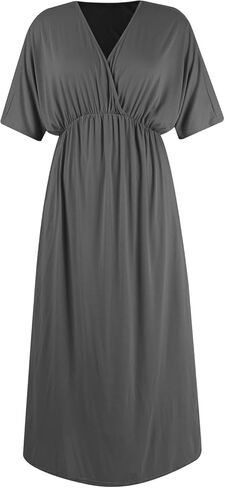 Women's Solid Color High Waist Slit Dress Holiday Beach Split Maxi Dresses Swimsuit Cover Up Flowy Midi Dress in Kuwait