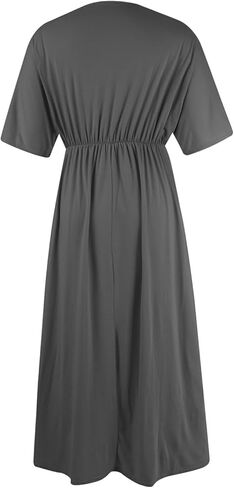 Women's Solid Color High Waist Slit Dress Holiday Beach Split Maxi Dresses Swimsuit Cover Up Flowy Midi Dress in Kuwait