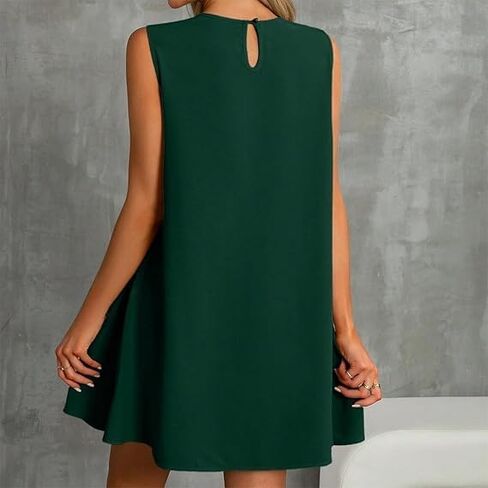 Sexy Sleeveless Tank Dress for Women Beach Vacation Ruffle Hem Tshirt Sundress Summer Loose Fit Cover Ups Dresses in Saudi Arabia