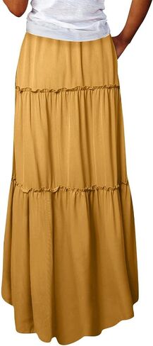 Women Skirt High WAIS Flowy Maxi Skirt Bohemian A-Line Tube Dress Floral Print Casual Smocked 2025 Summer Skirts in Saudi Arabia